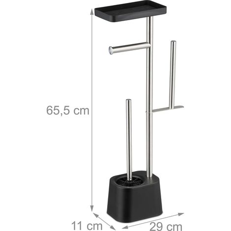 Pratico portascovolo e portarotolo per WC 65,5 x 29 x 11 cm in acciaio inox grigio 130017361