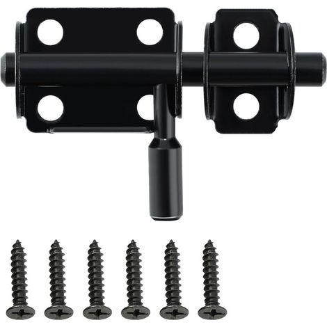 Innentürschloss, praktischer Türriegel, Außentürriegel für Schränke, Schubladen und Garten, Edelstahl, Schwarz (1/4)