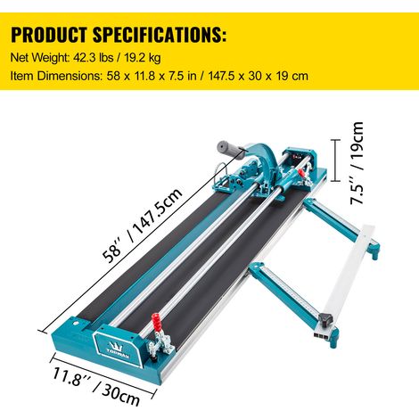 Mophorn 47 Zoll/1200 mm manueller Fliesenschneider mit Doppelschiene, 3/5 Zoll Kappe mit präziser Laserpositionierung, Fliesenschneider-Werkzeuge für präzises Schneiden, rot (1/4)
