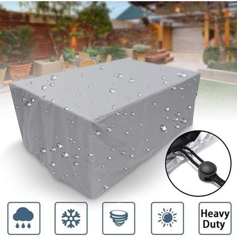 Housse pour Mobilier de Jardin, Rectangulaire 210D Oxford imperméable, Anti-Neige, Anti-UV, Bâche Anti-poussière, Gris, 120x60x90 cm (1/5)