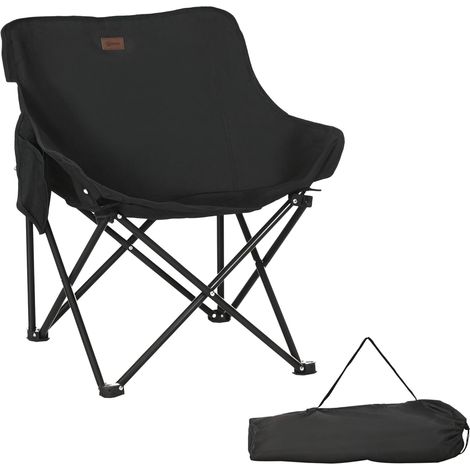 Chaise de Camping Pliable - 1 Unité - Acier et Tissu Oxford - Ultra Légère avec Sac - Pour Plage et Randonnée - Noir 61x54x66 cm (1/5)