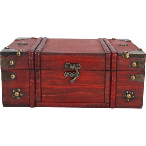 Boîte en Bois Multifonction Vintage pour Bijoux Antiques et Décoration de Tir - Idéale pour Rangement Maison (1/5)