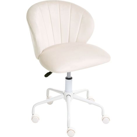 Desk Chair Office Swivel Off-White Velvet Height Adjustable CHEERFUL (1/5)
