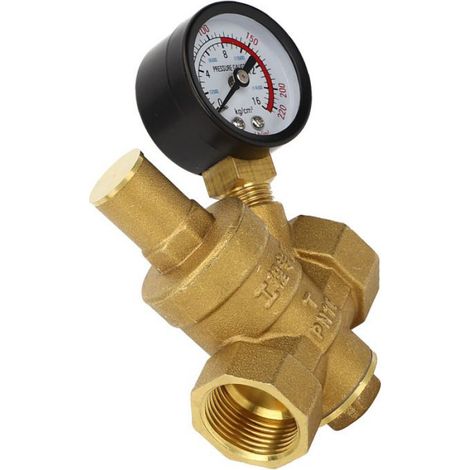 Régulateur de Pression D'eau en Laiton DN20, Détendeur à Piston avec Manomètre, pour équipements D'eau Courante (1/4)