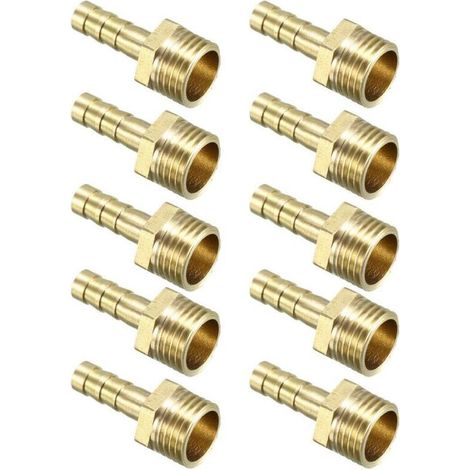 10pcs Raccord cannelé tuyau en laiton 6 mm barbelé x 1/4 PT mâle Adaptateur connecteur (1/3)