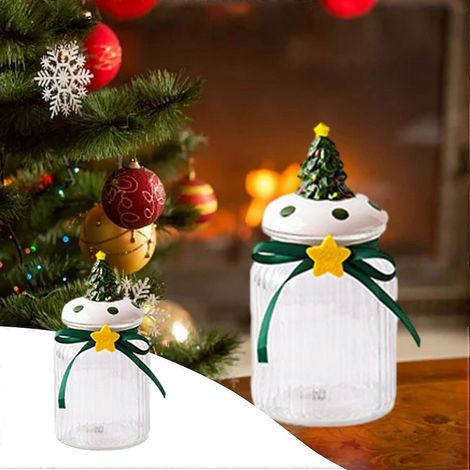 Ornements de Noël AURA, sapin de Noël, bocaux à bonbons Père Noël, pour bonbons, noix et pot-pourri, en faïence fine et décorations de Noël (1/5)