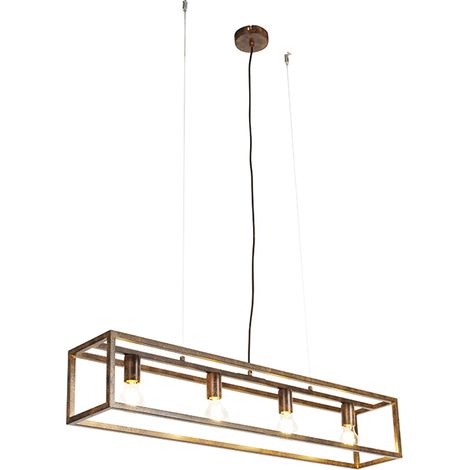 Industrielle Hängelampe rostbraun 4-Licht - Käfig