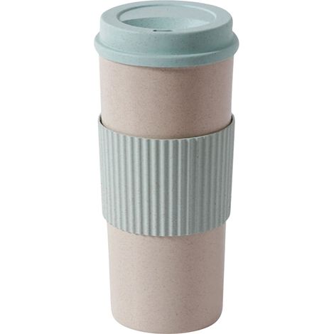 Tasse À Café Réutilisable - En Fibre De Blé - 550 Ml - Hermetique Avec Couvercle À Vis Et Bouchon Pivotant - Pour Bureau Gym Camping Voiture (1/5)