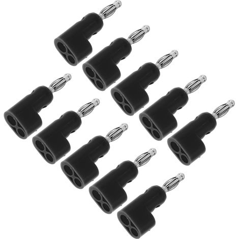 Packung mit 10 stapelbaren 4-mm-Bananensteckern, lötfrei, für Sicherheitszubehör, schwarz. (1/5)