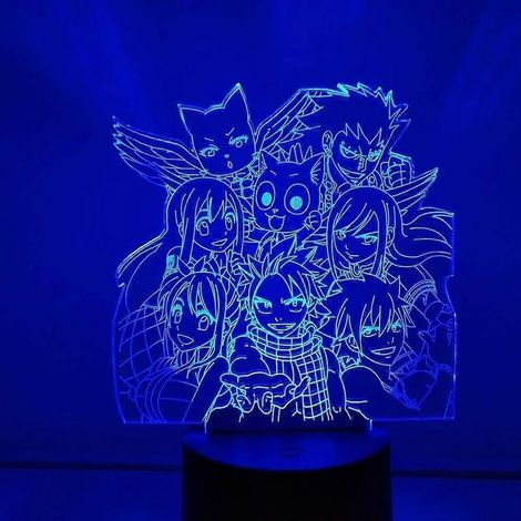 Veilleuse 3D Fairy Tail pour enfants (figurines Fairy Tail Natsu et Lucy), lampe LED 16 couleurs avec télécommande, HOICHAN, SWH-09092 (1/5)