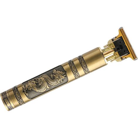 Tondeuse à barbe électrique rechargeable multifonction, gravure vintage dorée dragon phénix, pour homme, usage domestique et salon, coupe-cheveux précise (1/5)