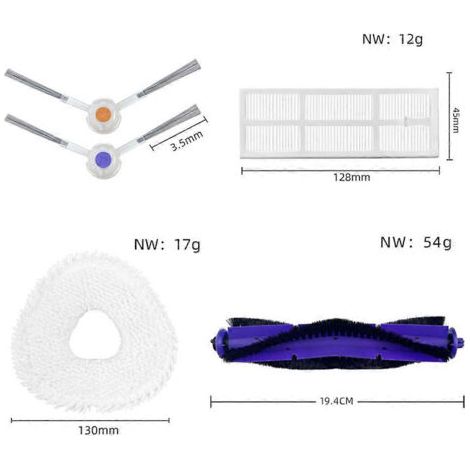 NALOOKAMIC Pour balai serpillère Freo Versatile Self Mop J3 : rouleau, brosses latérales en V, chiffons, filtre HEPA, pièce de rechange