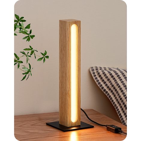 EDISHINE Tischlampe aus Holz, Touch- & Speicherfunktion, stufenlos dimmbar, 3 Farbtemperaturen, eingebautes LED-Nachttischlampe geeignet für Wohnzimmer, Büro, Schlafzimmer, Geschenk. (1/5)