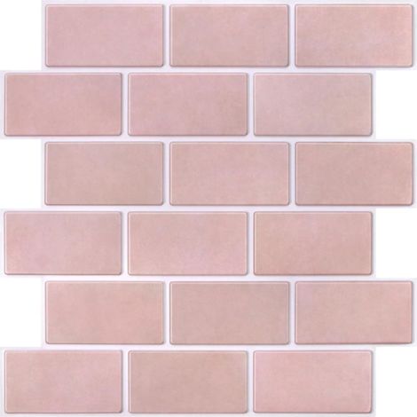 Carrelage Adhésif Cuisine Rose Corail, 10 Pièces, 30 x 30 cm, Carreaux Adhésifs 3D en PVC Mat, Crédence Autocollante pour Cuisine, Salle de Bain et Mur Métro (1/5)