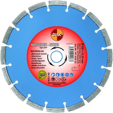 Diascheibe LB-P 230 x 22,2 mm f. harte Baustoffe, 10 mm Seg.