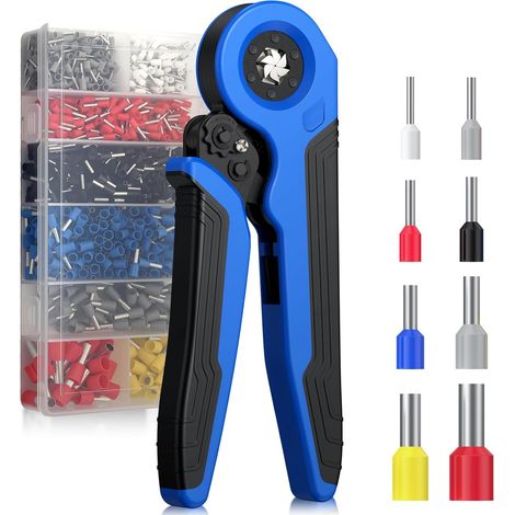 Cosses Electriques a Sertir Pince à Sertir Autoréglable à cliquet 0,5-10mm² Caisse à Outils avec 1200 Connecteurs de Ferrule d'extrémité de fil pour Réparation électrique et Sertissage Câbles (1/5)