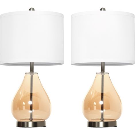 Set aus 2 Tisch-/Nachttischlampen mit Leinenlampenschirm, E27-Fassung, maximale Leistung 40 W, für das Wohnzimmer, Ø 30 x 56 cm, Farbe: Weiß.