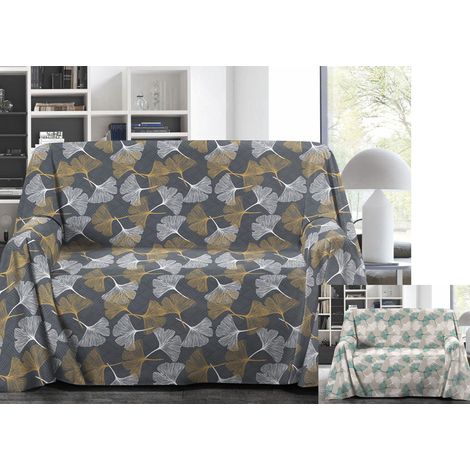 Telo Arredo Granfoulard Copritutto Salvadivano 100% Cotone Dis. Ginko, misuraSingolocoloreGiallo