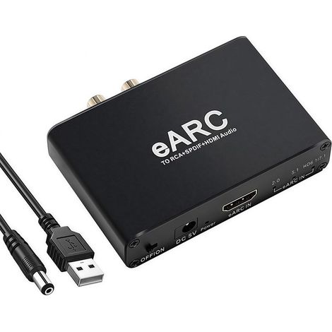 Convertisseur HDMI eARC/ARC vers Optique/RCA/Casque 3.5mm – Sortie Audio 5.1/7.1 Canaux 24-bit/192 kHz – Compatible TV, Sonos, Ampli Home Cinéma (1/5)