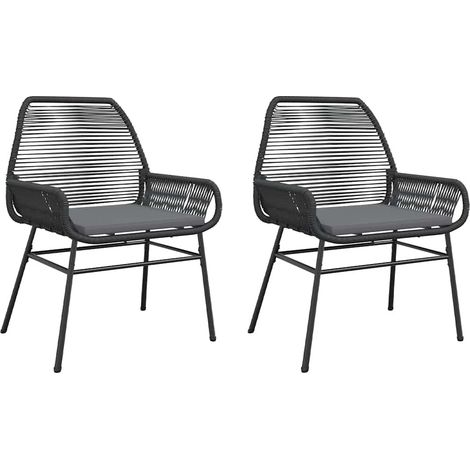 Maison Exclusive - Chaises de jardin lot de 2 avec coussins noir résine tressée (1/5)