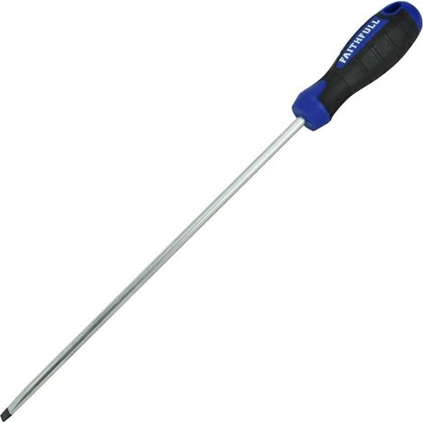 Tournevis Fendu - 1 Pièce - Acier Chrome Vanadium - Pointe Magnétique - Poignée Souple - 10mm x 250mm (1/4)