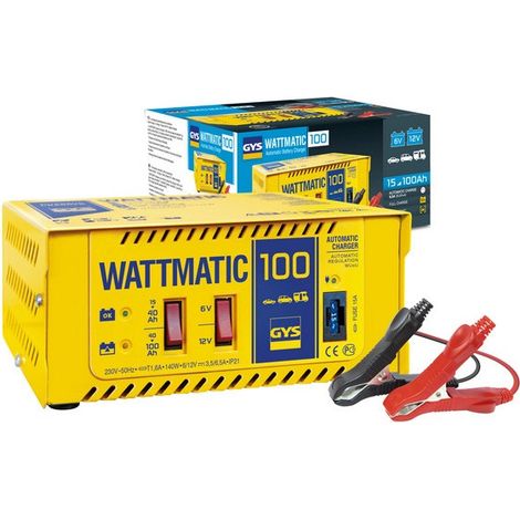 GYS - Chargeur plomb 6V ou 12V/ 3.5 à 6.5A 230V GYS Wattmatic 100 + pinces crocodiles (Intelligent)