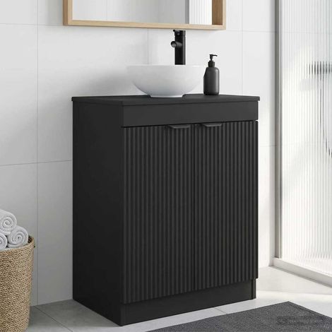 vidaXL Mobile da bagno con lavabo Nero 54 x 35 x 83 cm