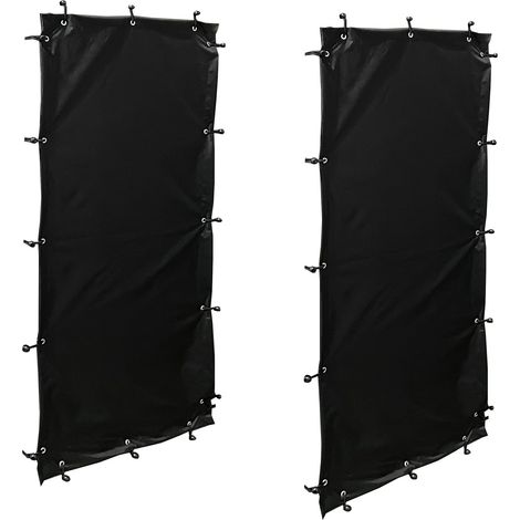 Wetterschutz Set Seitlich 98 x 148 cm, 2 Seiten für Kaminholzregal T/H 100 x 185 cm, Polyester Schwarz