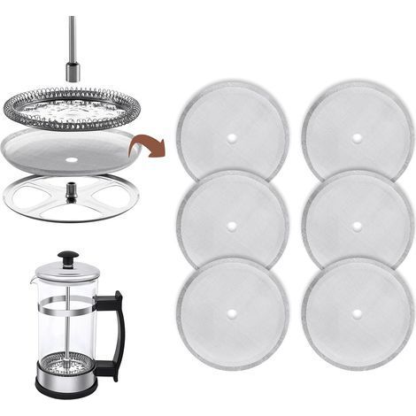 6 Pièces Filtre à Maille, Acier Inoxydable 304, 100 Mailles, Diamètre 10,2 cm, pour Presse Française 1000 ml (1/5)