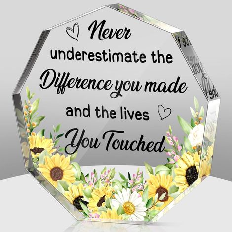 Plaque acrylique mignonne – Cadeau de remerciement pour femme, présent d’appréciation Noël, cadeau départ inspirant pour collègue, employée, infirmière, professeur, déco maison & bureau - 6x6x1cm (1/5)
