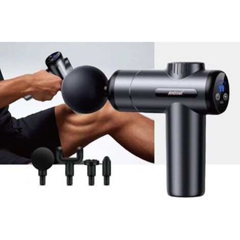 TRADE SHOP - Pistola Per Massaggio Muscolare Q-jm15 Con Display Lcd Testine Massaggianti Intercambiabili -