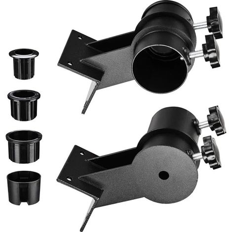 Lot de 2 supports de fixation pour parasol de balcon en acier noir (1/5)
