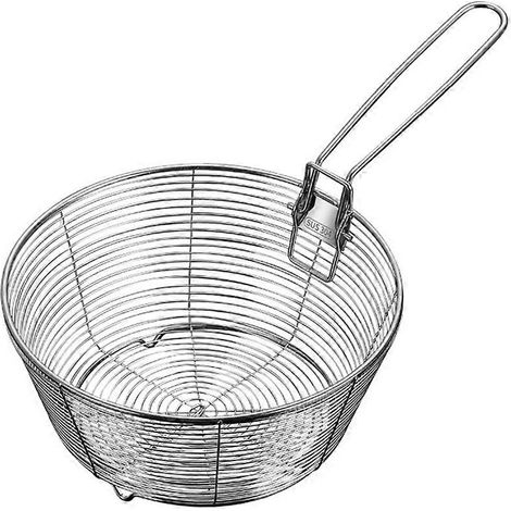 Feinmaschiger Abtropfkorb, antihaftbeschichteter Boden, klappbarer Griff, hitzebeständig, rostfrei, 26 cm (1/5)
