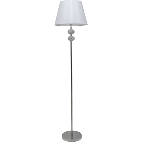 Pie de salón cromo bolas mosaico espejo pantalla lona blanca 1xE27 (1/3)
