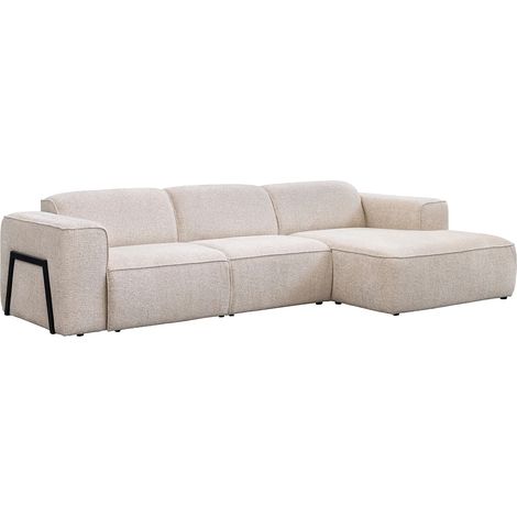 Canapé d'angle droit en tissu chiné beige TEJAMI (1/5)