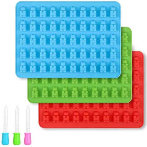 [JAMAIS UTILISÉ]décoration de Noël 3 Pièces Moule À Bonbons En Silicone Moules À Oursons En Silicone Moules En Silicone Avec Pipettes Pour Oursons En Gélatine, Gelée, Chocolat, Bonbons De Noël D'Hallo (1/4)