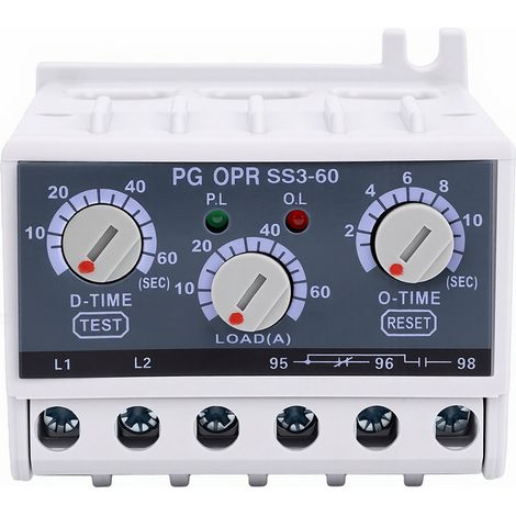 Relais de surcharge électrique 5-60A, Protection en phase ouverte, retard de déclenchement thermique réglable au démarrage (1/5)