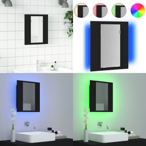 LED-Bad-Spiegelschrank Schwarz 40x12x45 cm Acryl - LED-Spiegelschrank - Badezimmerspiegel - Acrylspiegel - Schwarzer Spiegelschrank - Spiegelschrank Mit Beleuchtung - Home & Living (1/5)