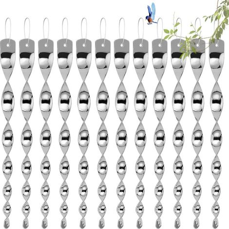 Dispositif anti-oiseaux réfléchissant en spirale 12 11,6 pouces pour extérieur, répulsif contre les pigeons et les pics, pour jardin ou cour (Argent)