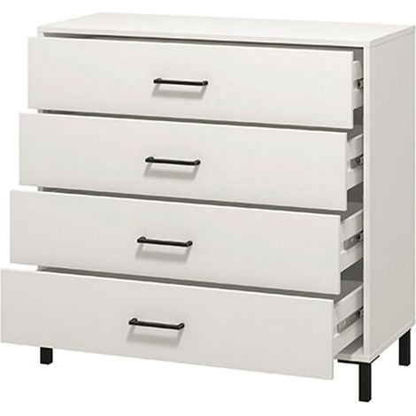 Vidor Kommode, 4 Schubladen, mit Schiebeöffnung, Schließmechanismus, 93x40x90h cm Weiß