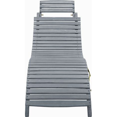Chaise longue  Transat  Bain de soleil Délavage gris Bois d'acacia solide (1/5)