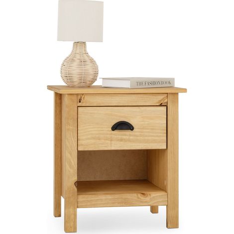 Idimex – Table de chevet en pin massif finition cirée – 1 tiroir – Dimensions 50 x 46 x 35 cm – Couleur antique