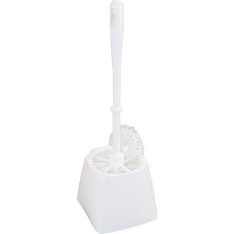 Juego cepillo WC cuadrado blanco