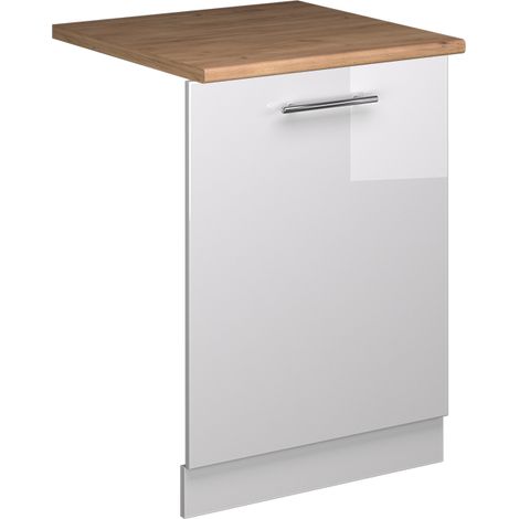 Façade de lave-vaisselle Fame-Line, Blanc Haute brillance, 60cm , PT Chêne, Vicco