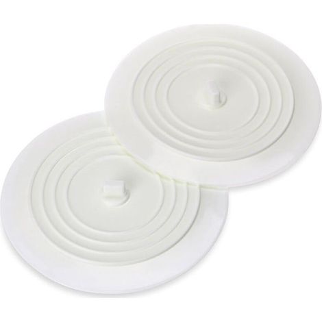Lot de 2 Bouchons de vidange universels en caoutchouc siliconé, 15 cm, pour évier de cuisine, lavabo de salle de bain(blanc).. (1/4)