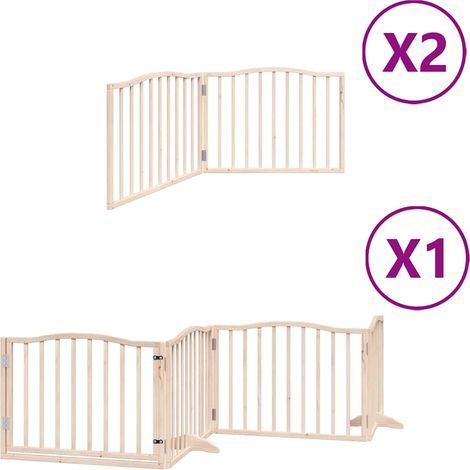 Barrière pour chien porte pliable 8 panneaux bois de peuplier CFW76316 (1/5)