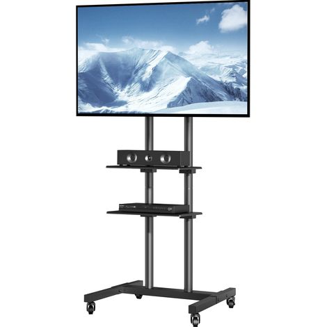 Support TV sur Pied Universel pour Télévisions de 81,3 à 177,8 cm Chariot TV Hauteur Réglable à 5 Niveaux 151-170 cm Meuble TV Mobile Charge 60 kg Double Plateau Max VESA 400x600 mm Maison Bureau (1/5)