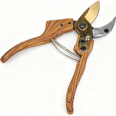 Gardening Scissors Sécateur de jardin en titane Premium, conception ergonomique, idéal pour couper le jardin et tailler les plantes（Manche en bois） (1/2)