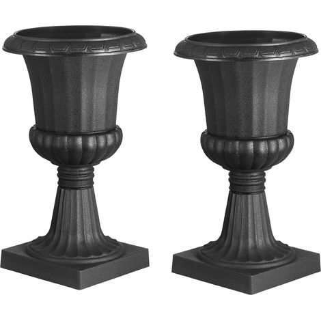 Mophorn Vaso per Piante in Plastica 25 x 42 cm, Set da 2, Vasi Decorativi per Interni ed Esterni, Ideali per Giardini, Eventi, Ingressi e Palcoscenici, Colore Nero (1/5)