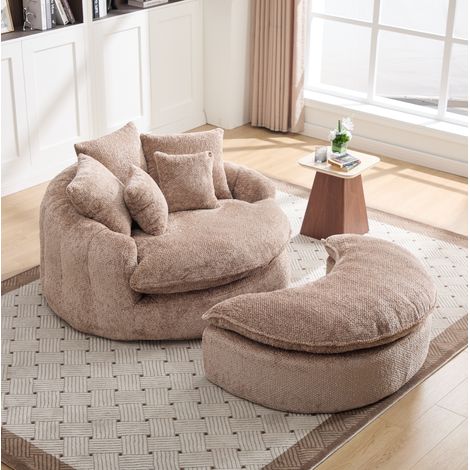 Lounge-Sessel 190,5 x 138 x 63 cm in Kaffee mit Hocker fürs Wohnzimmer – MEUBLIV (1/5)